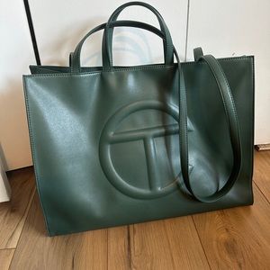 Large olive green telfar shopping bag